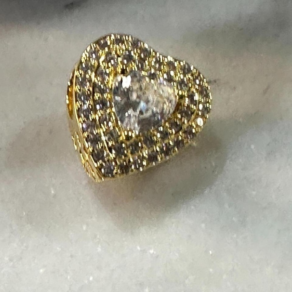 Authentic PANDORA Gold Plated Sparkling Crystal Heart Charm, Retired - Picture 2 of 5